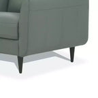 Fauteuil d'appoint en cuir capitonné de 35 po vert pesto avec pieds en bois