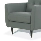 Fauteuil d'appoint en cuir capitonné de 35 po vert pesto avec pieds en bois