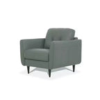 Fauteuil d'appoint en cuir capitonné de 35 po vert pesto avec pieds en bois