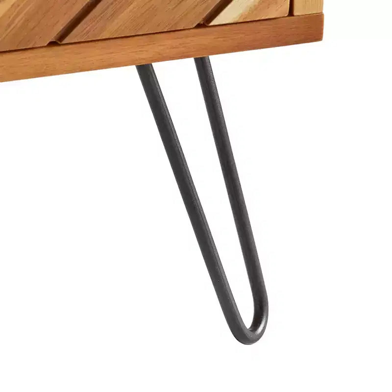 2-Drawer Mid Century Modern Nightstand, Oak Finish, Wood Veneer, Acacia & Rubberwood