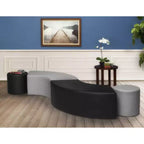 Travis Curved Ottoman Black - Regency: Leather Upholstered, Mid-Century Modern, No Assembly Required