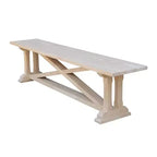 Banc en bois massif d'hévéa brut non fini de 183 cm