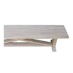 Banc en bois massif d'hévéa brut non fini de 183 cm