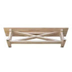 Banc en bois massif d'hévéa brut non fini de 183 cm
