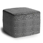 Pouf carré en polyester tissé PET gris blanc intérieur extérieur
