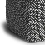 Pouf carré en polyester tissé PET gris blanc intérieur extérieur