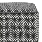 Pouf carré en polyester tissé PET gris blanc intérieur extérieur