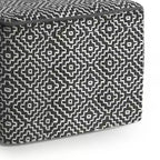Pouf carré en polyester tissé PET gris blanc intérieur extérieur