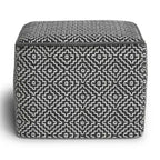 Pouf carré en polyester tissé PET gris blanc intérieur extérieur