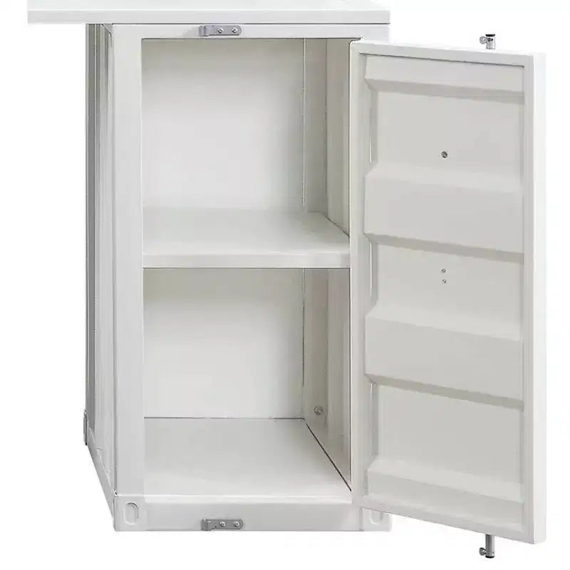 47" Industrial White Metal Desk with Hutch and Drawer