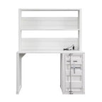 Bureau industriel en métal blanc de 47" avec huche et tiroir