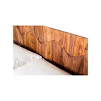 Lit plateforme Queen en brun, de style Mid-Century avec tête de lit en bois