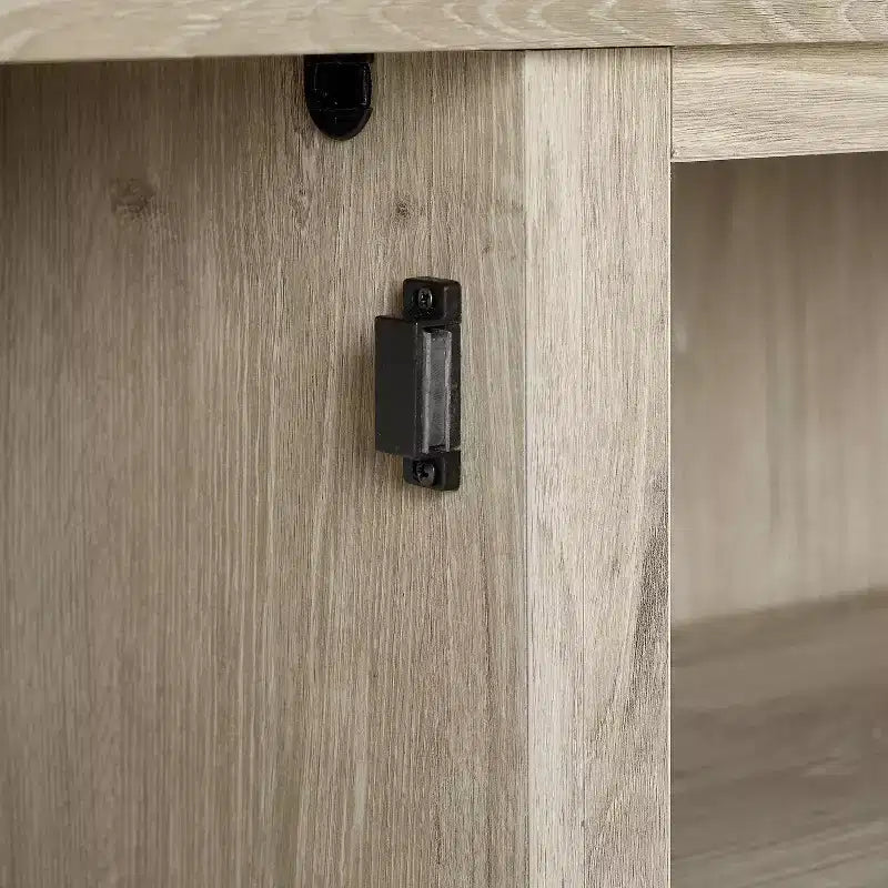 Meuble TV d'angle avec cheminée électrique, pour TV jusqu'à 60", finition grain de bois