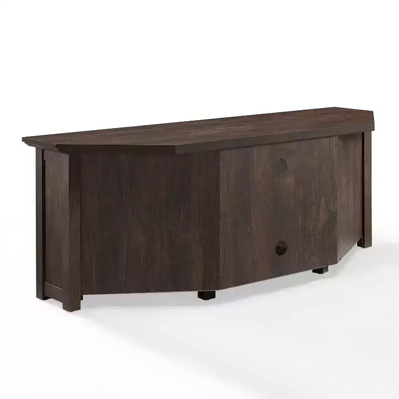 Meuble TV d'angle avec cheminée électrique, pour TV jusqu'à 60", finition grain de bois