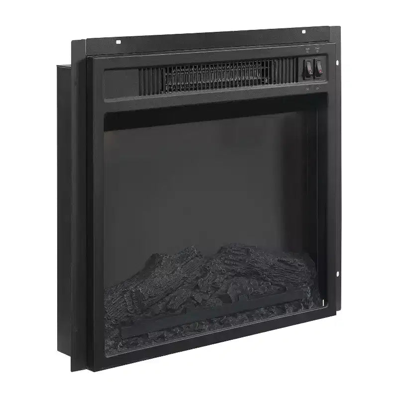 Meuble TV d'angle avec cheminée électrique, pour TV jusqu'à 60", finition grain de bois