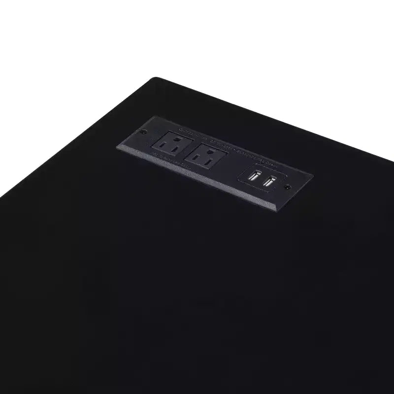 Writing Desk with USB Charging Port Brass Plated High-Gloss Steel Frame