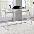 Bureau avec port de chargement USB et cadre en acier plaqué laiton très brillant
