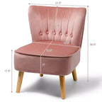 Fauteuil d'appoint sans accoudoirs en velours tufté, canapé simple bleu, vert, rose