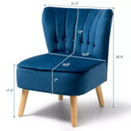 Fauteuil d'appoint sans accoudoirs en velours tufté, canapé simple bleu, vert, rose