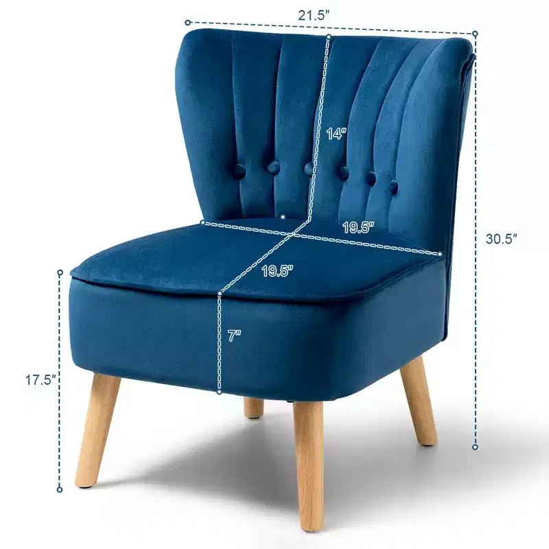 Armless Tufted Velvet Accent Chair Single Sofa Blue Green Pink