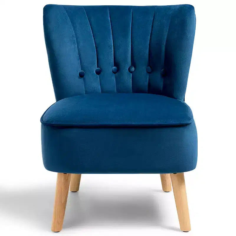 Armless Tufted Velvet Accent Chair Single Sofa Blue Green Pink