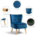 Fauteuil d'appoint sans accoudoirs en velours tufté, canapé simple bleu, vert, rose