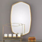 Miroir mural ovale moderne biseauté feuille d'or cadre en fer 22 1/4 large