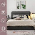 Platform Bed Frame with 3 Storage Drawers Upholstered Grey