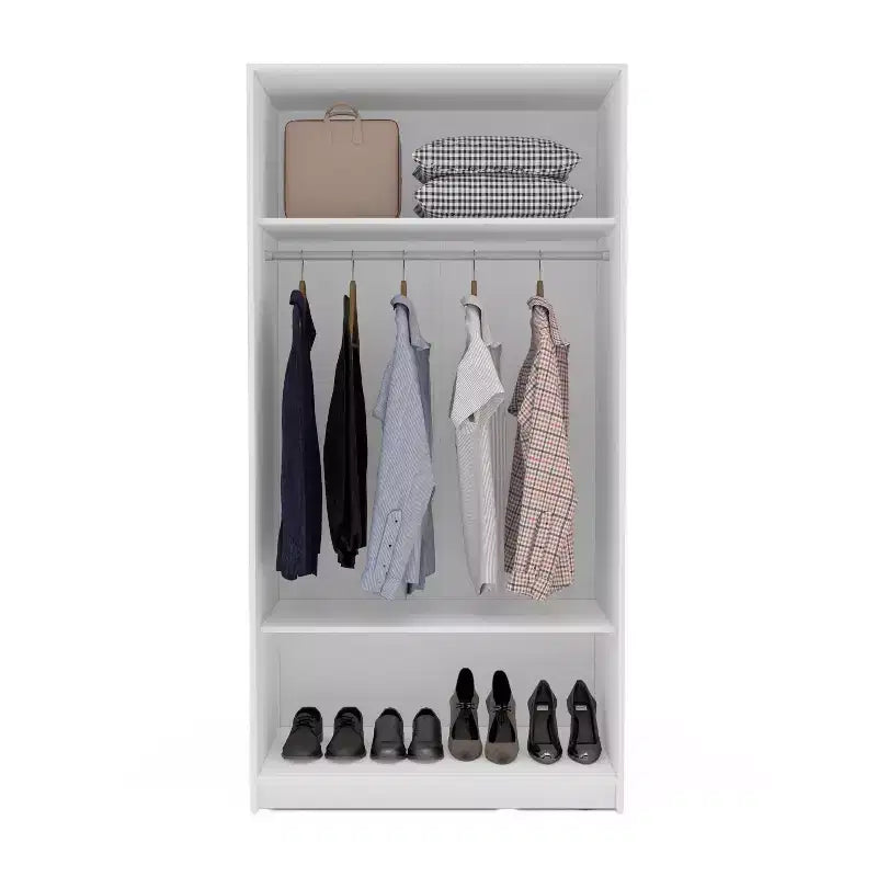 Armoire à portes coulissantes de 180 cm avec tringle à vêtements et 2 étagères
