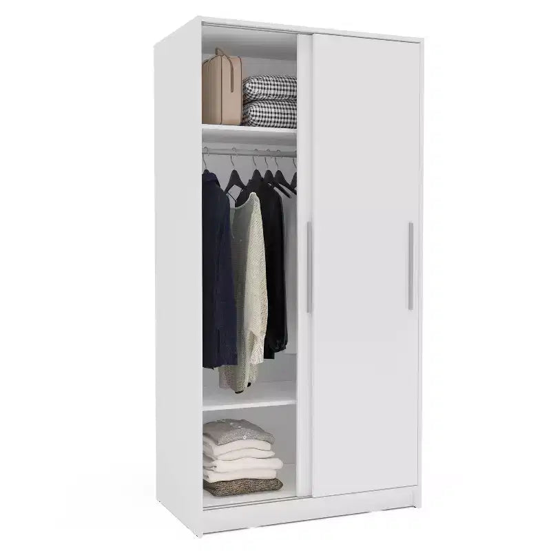 Armoire à portes coulissantes de 180 cm avec tringle à vêtements et 2 étagères