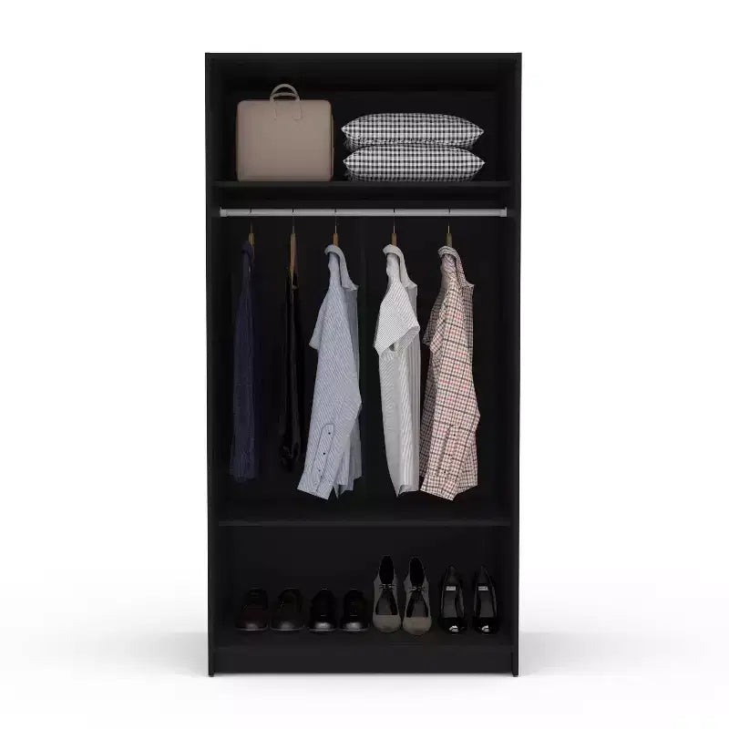 Armoire à portes coulissantes de 180 cm avec tringle à vêtements et 2 étagères