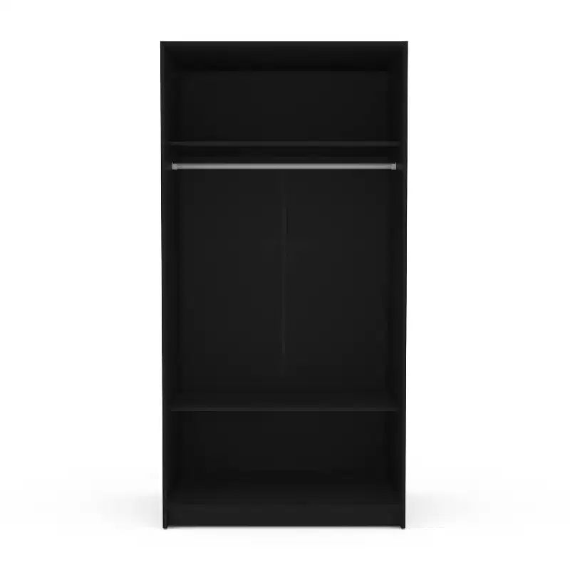 Armoire à portes coulissantes de 180 cm avec tringle à vêtements et 2 étagères