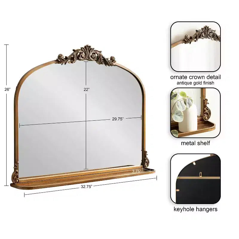 Miroir arche traditionnel avec étagère